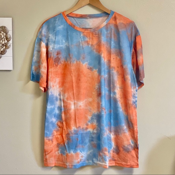 Over Sized Boho Drop Shoulder Tie Dye T-Shirt - Picture 6 of 7